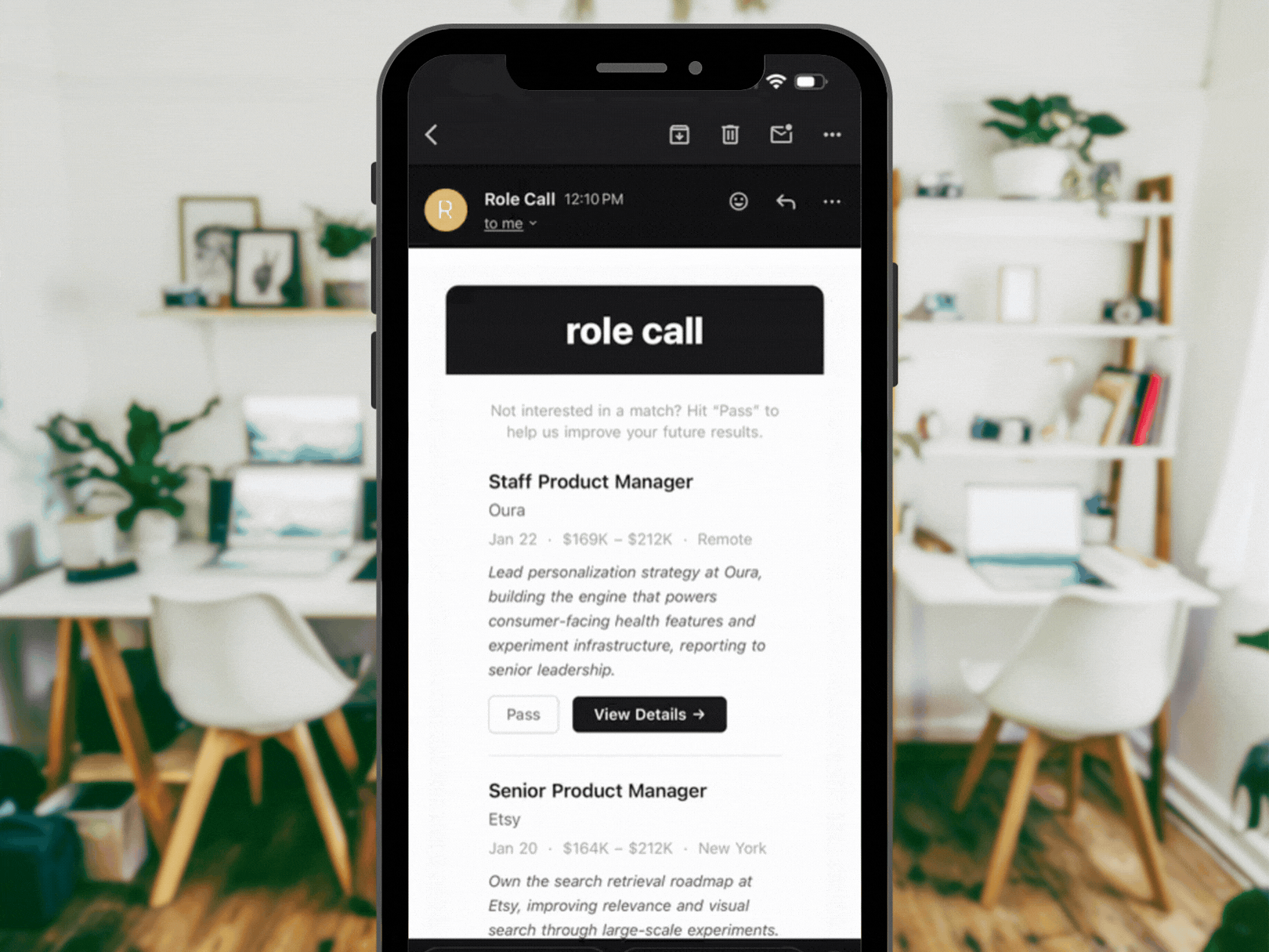 Role Call match notification email